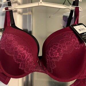 2pc Lace Bra in Burgundy & Black